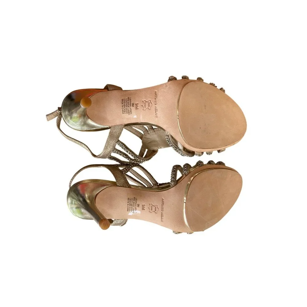 Antonio Melani Marnee Sandals‎ 9M Strappy Rhinestone Slingback Leather Upper NEW